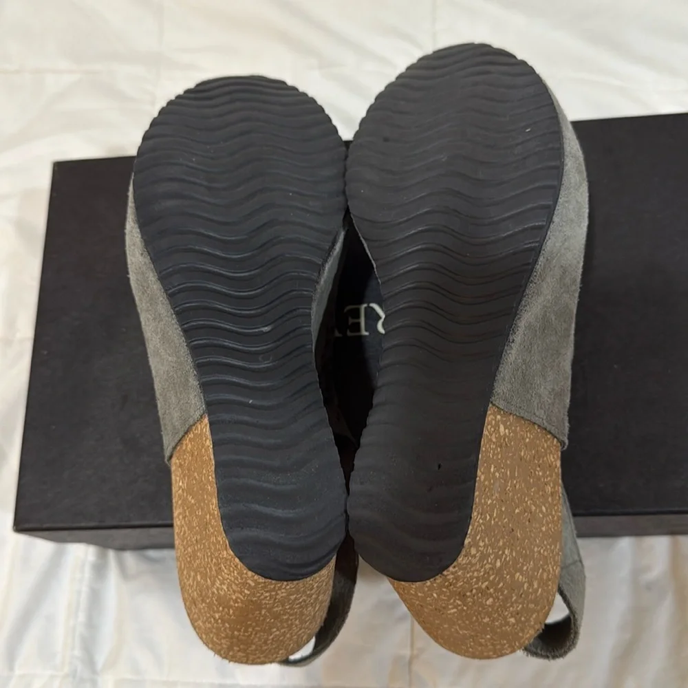 A. Giannetti | Suede Velcro Strap Cork Wedge Sandals | Size 9 Made in Italy